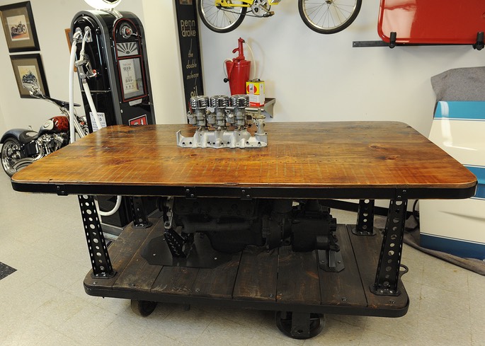Custom Built Portable Industrial Bar with Flathead V-8 Engine and Offenhauser 3 Carb Manifold
